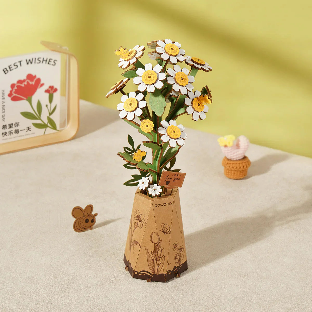3D Wooden Flower: Chamomile
