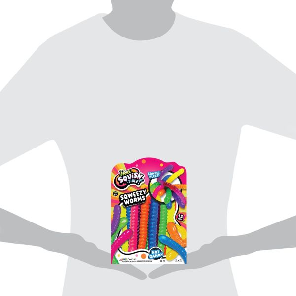 12 Piece Sqweezy Worms Sensory Toy Set