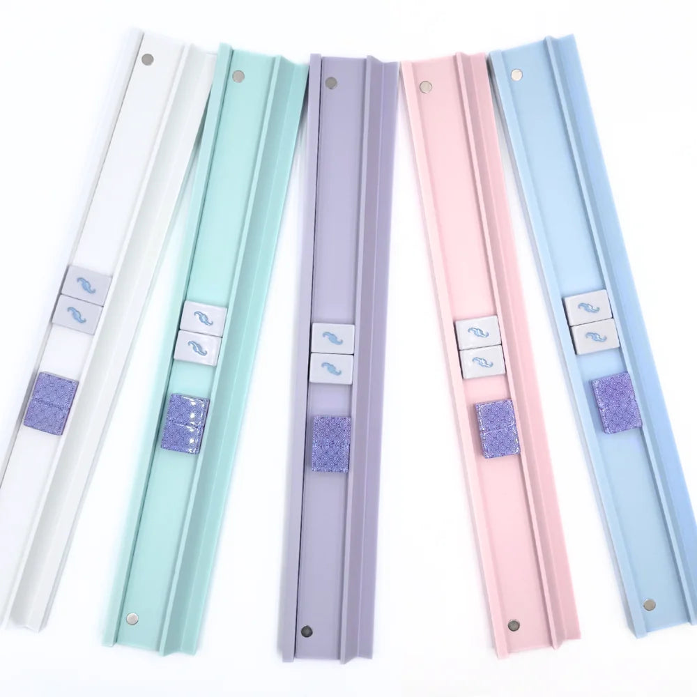 Wooden Mahjong Racks with Magnetic Pushers | Bright White