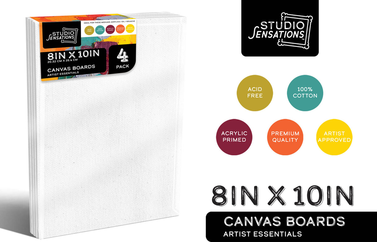 8" x 10" Canvas Boards (4 Pack)