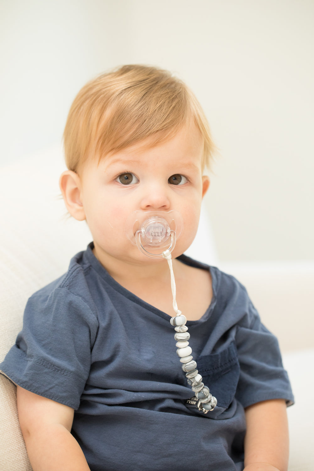 Black Marble Pacifier Clip