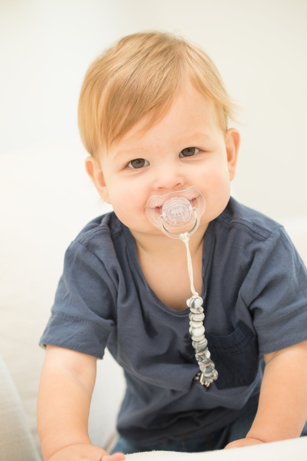 Black Marble Pacifier Clip