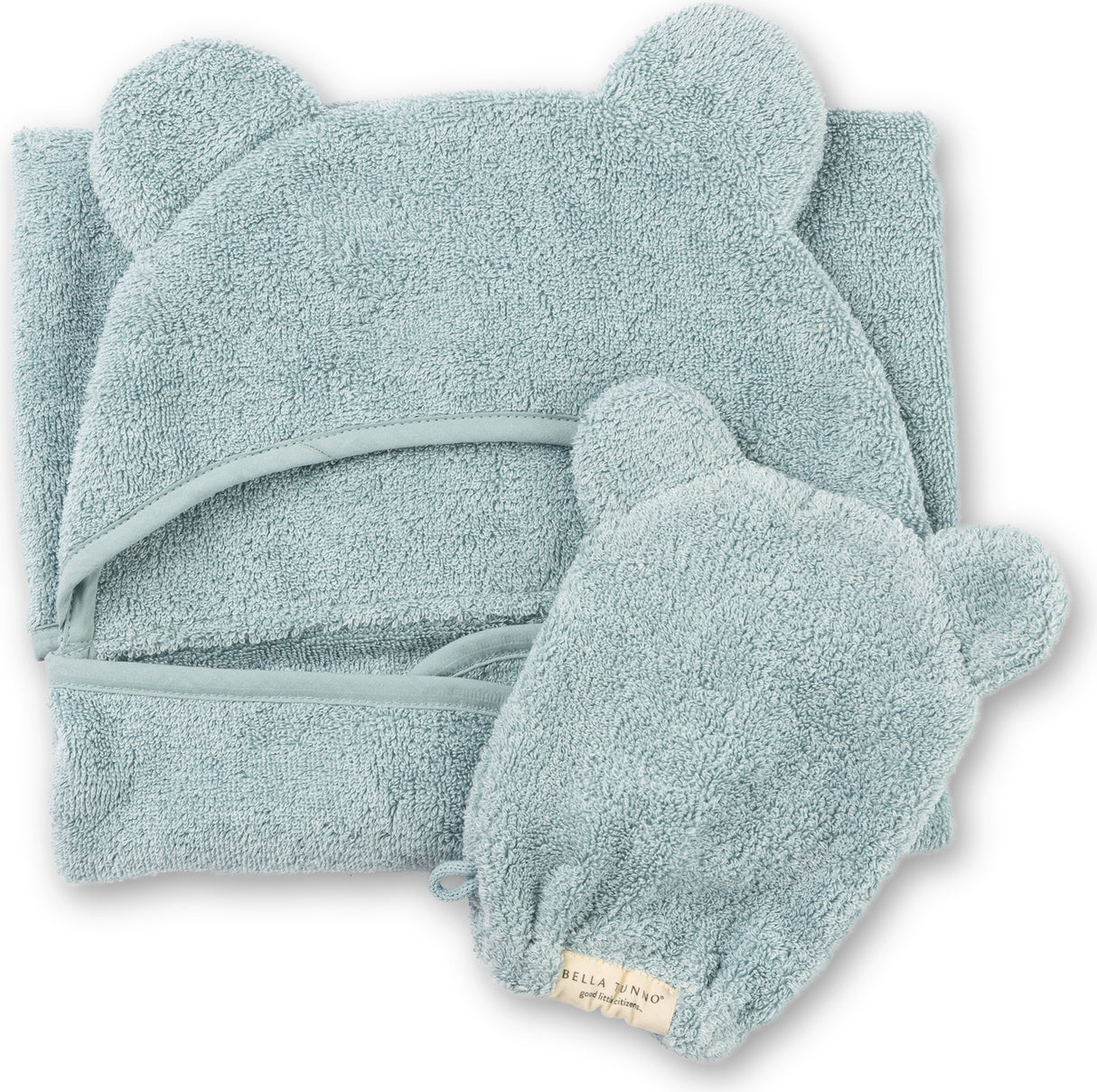 Hooded Towel + Wash Mitt Set Fog