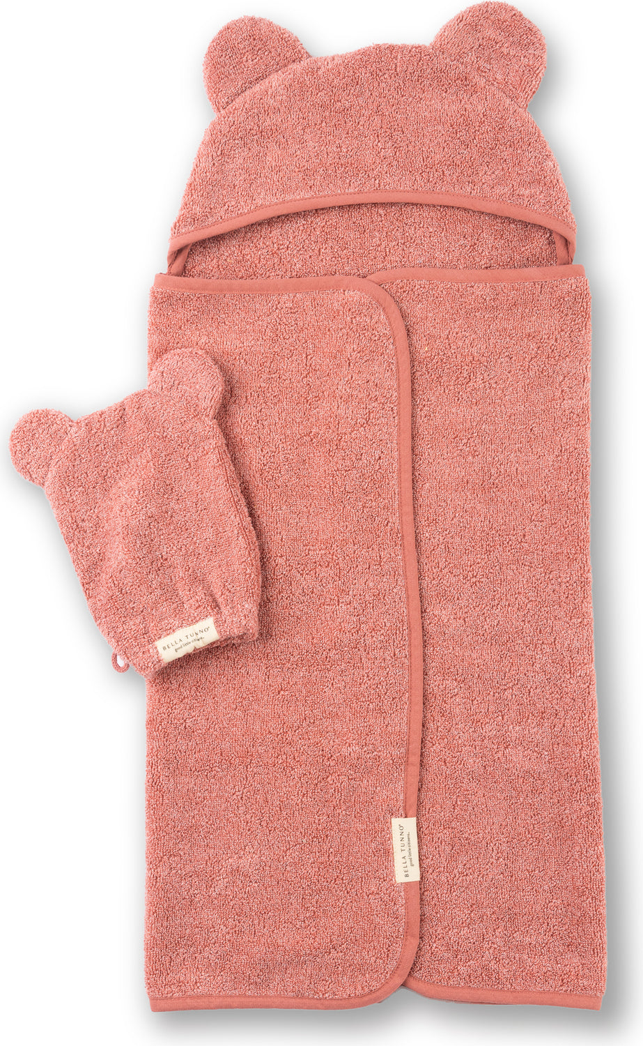 Hooded Towel + Wash Mitt Set Watermelon