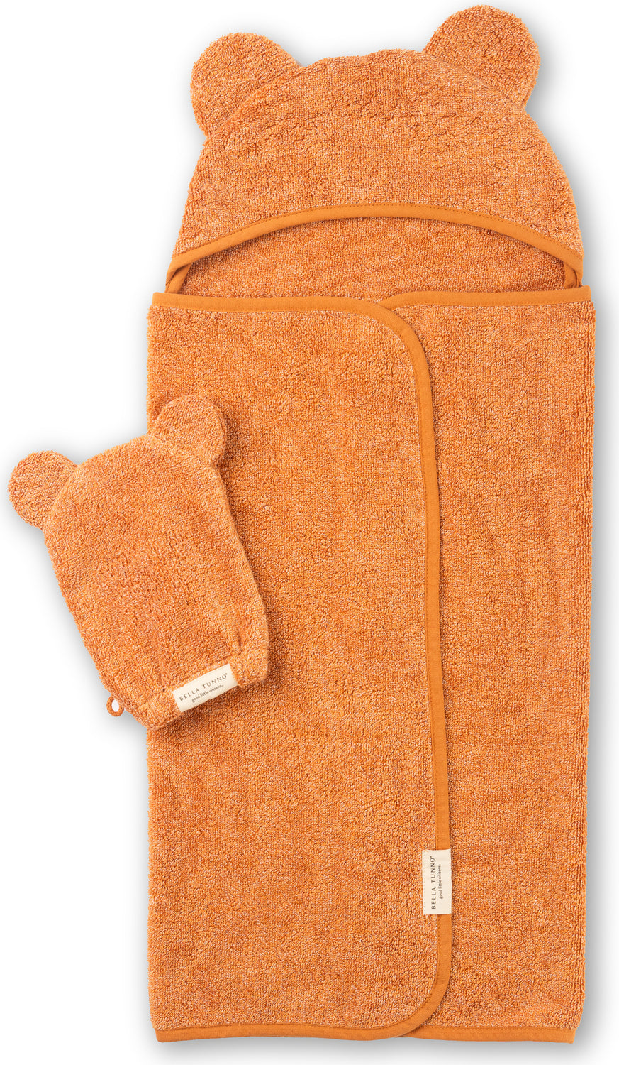 Hooded Towel + Wash Mitt Set Pumpkin