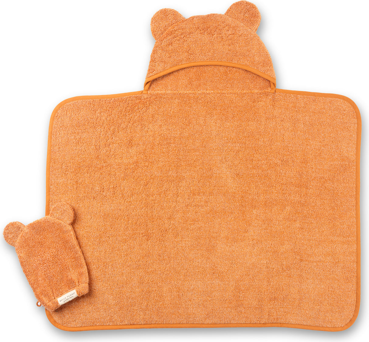 Hooded Towel + Wash Mitt Set Pumpkin