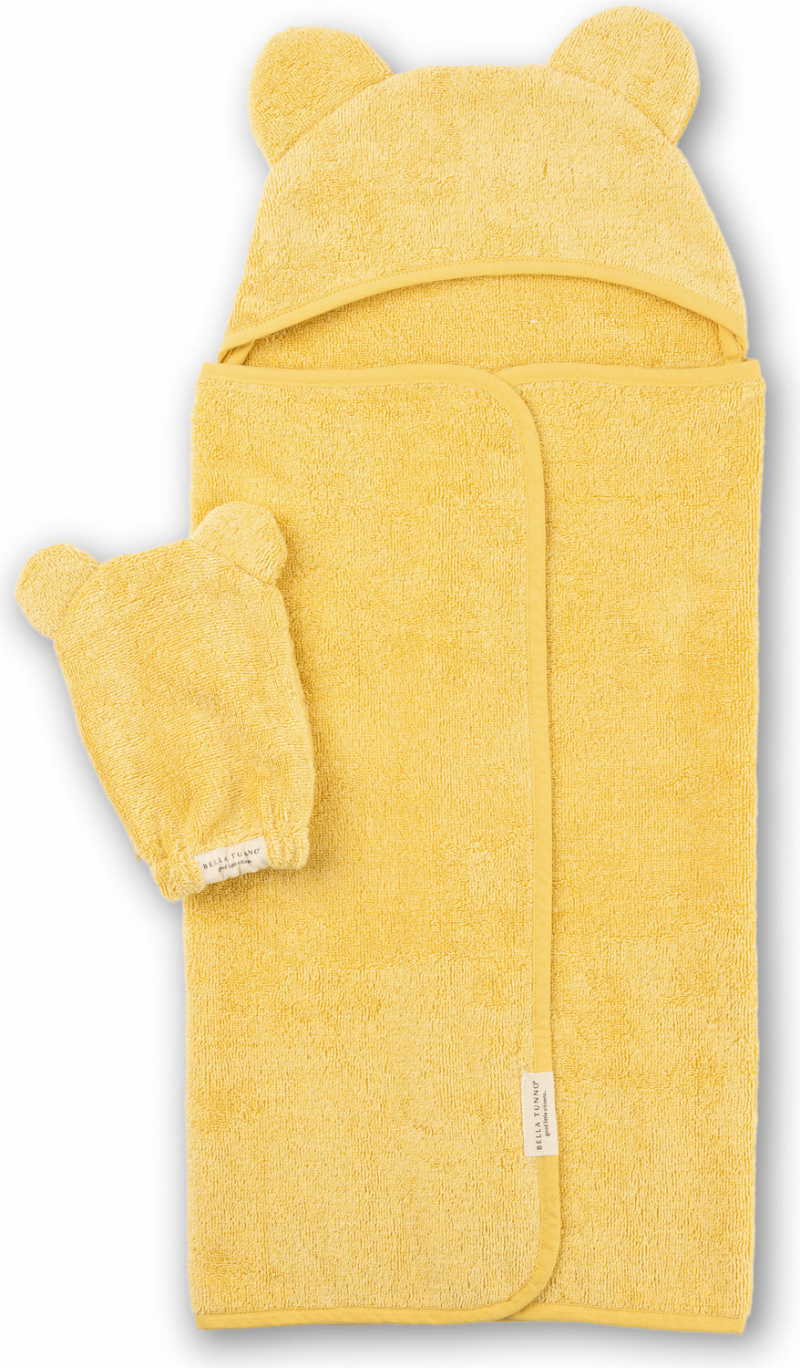 Hooded Towel + Wash Mitt Set Sunshine