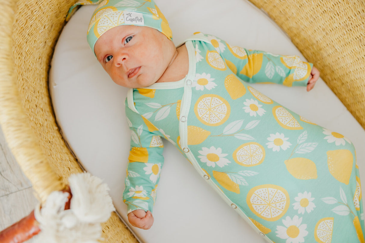 Lemon Newborn Knotted Gown
