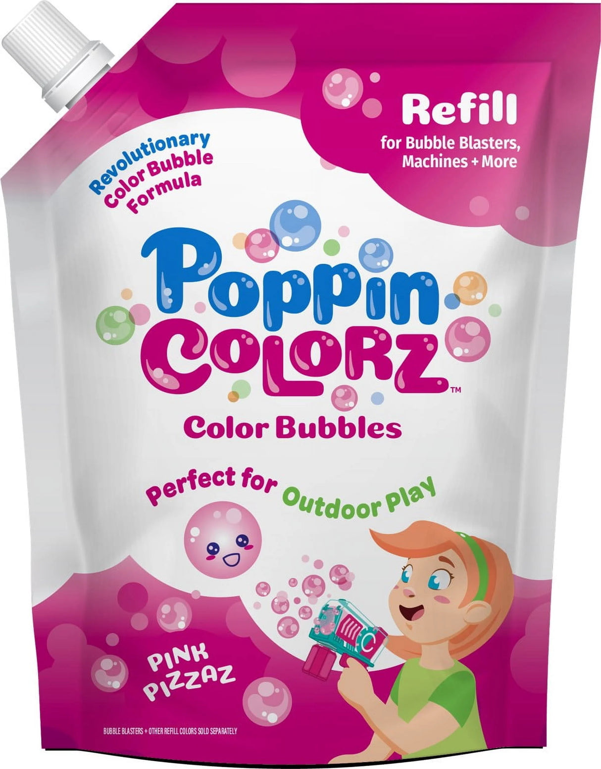 PoppinColorz Pink Bubble Refill 14oz | Colorful Bubble Fun