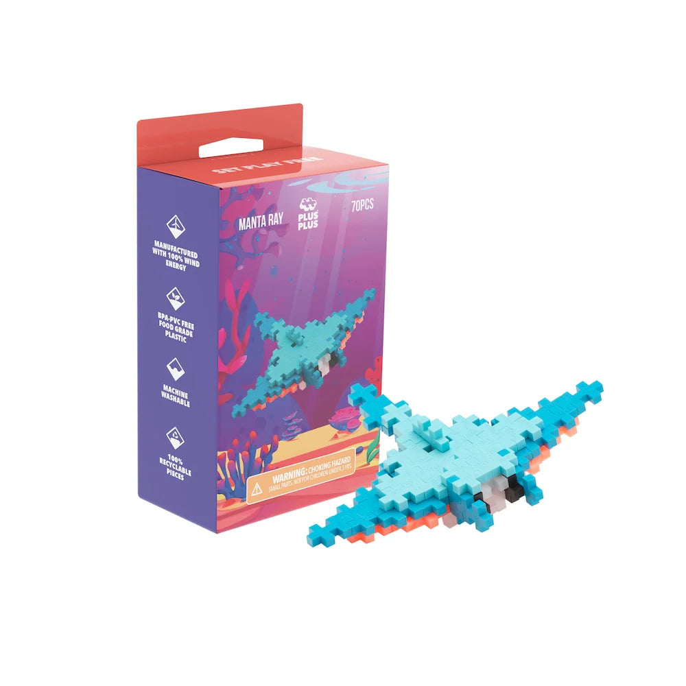 Plus-Plus Manta Ray Set | 70pc Aquatic Building Kit