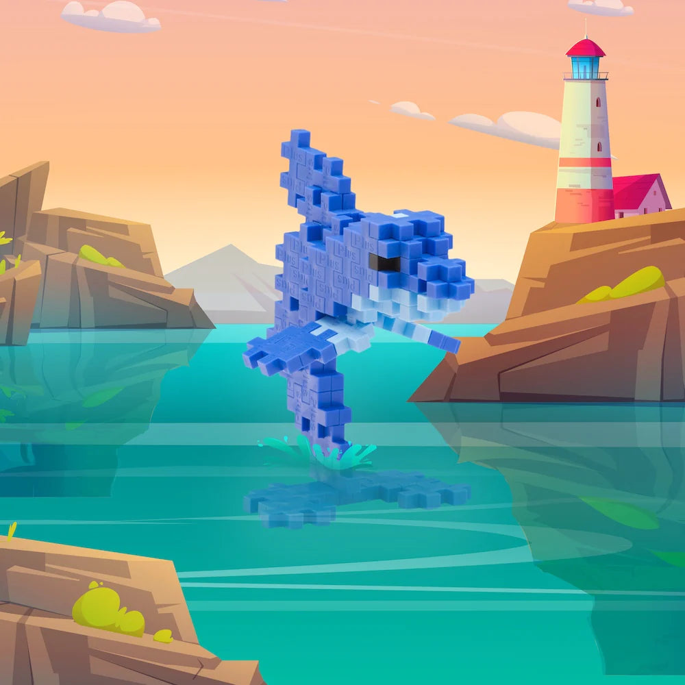 Plus-Plus Dolphin Set | 70pc Aquatic Building Kit