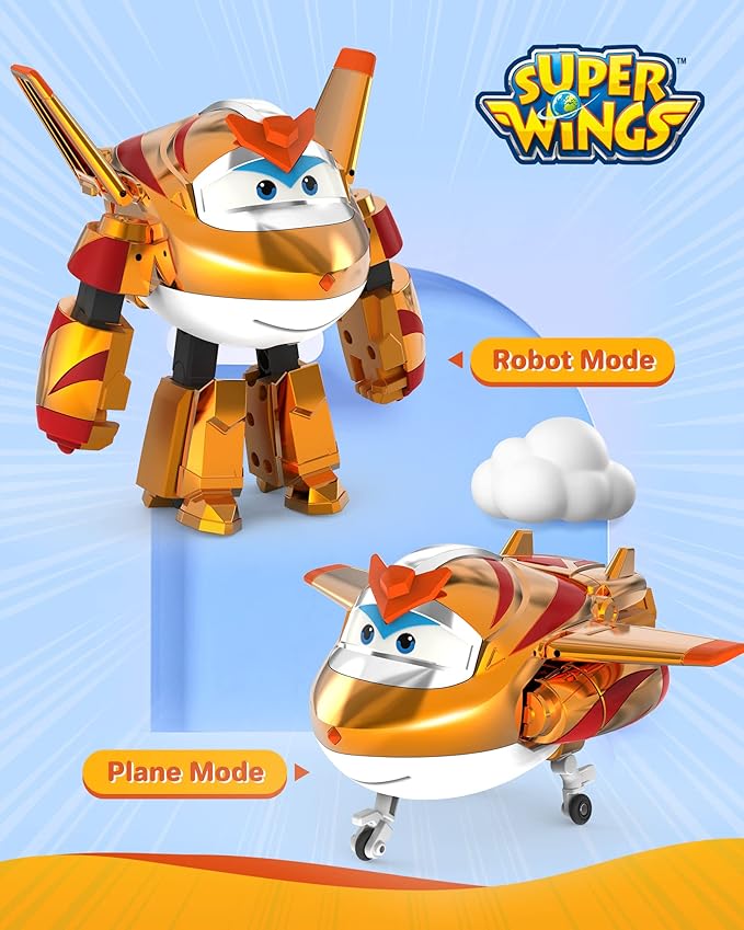 Super Wings Transforming Golden Boy | 5" Jet-to-Robot Toy