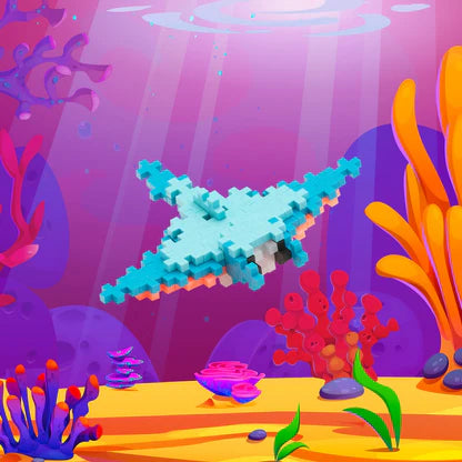 Plus-Plus Manta Ray Set | 70pc Aquatic Building Kit