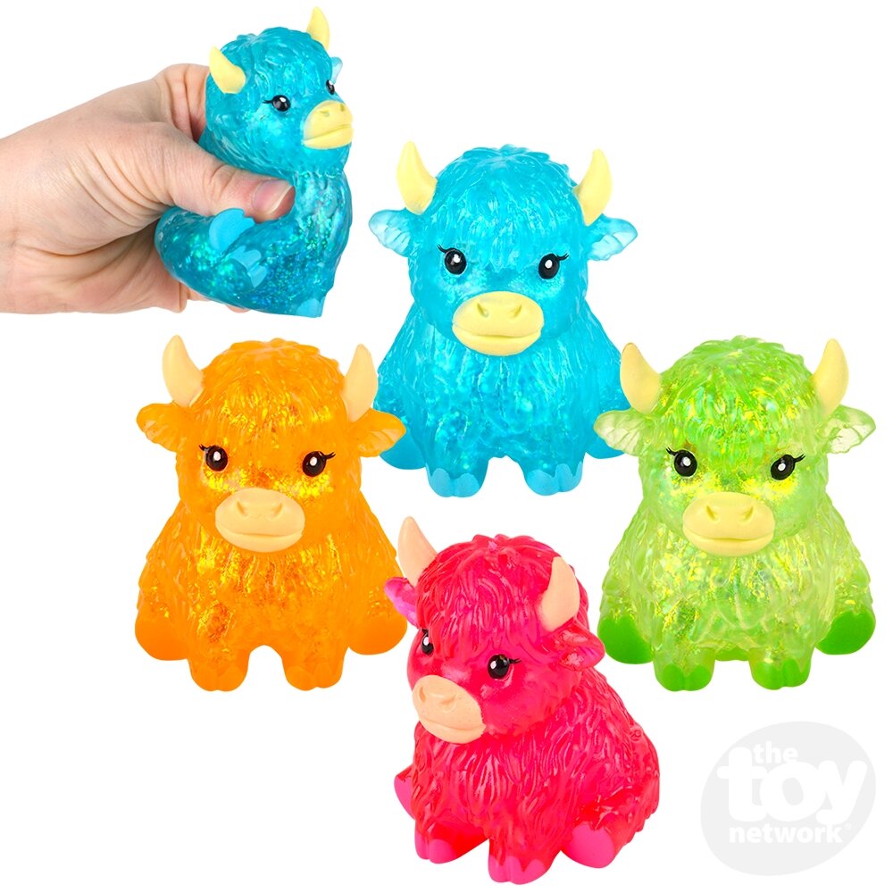 Glitter Sugar Highland Cow Squishy Toy - Assorted Colors