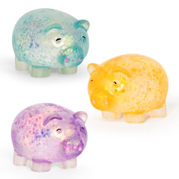 Squishy Sparkly Piggy Glitter Fidget Toy - Assorted Colors
