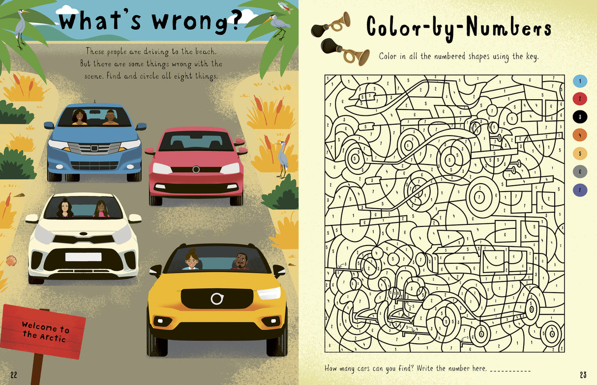 In the Car Activity Book: Includes puzzles, quizzes and drawing activities!