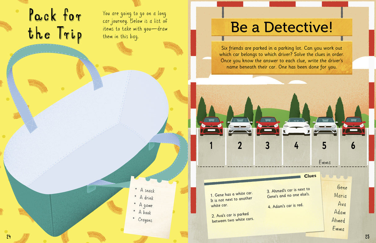 In the Car Activity Book: Includes puzzles, quizzes and drawing activities!