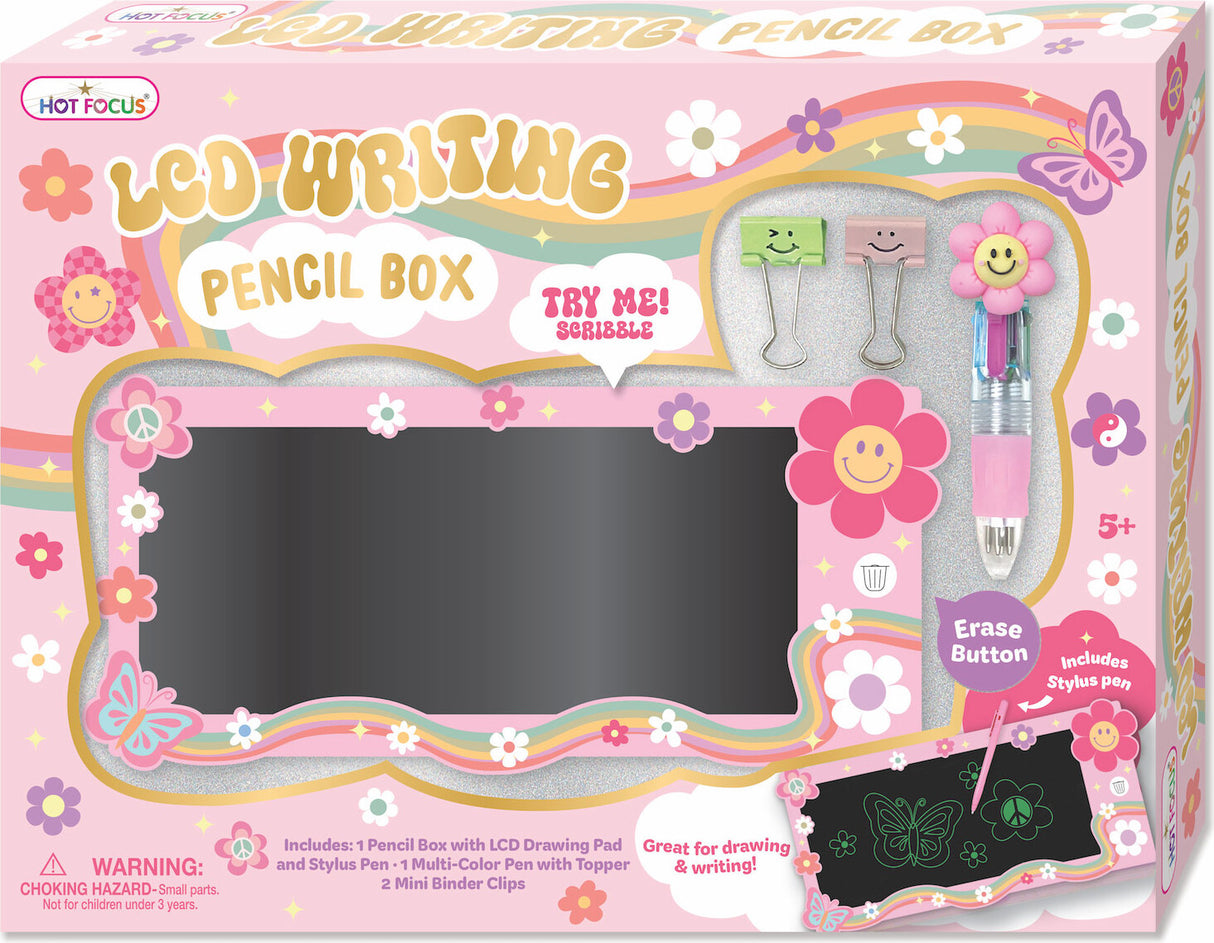 LCD Writing Board Pencil Box, Groovy Flower