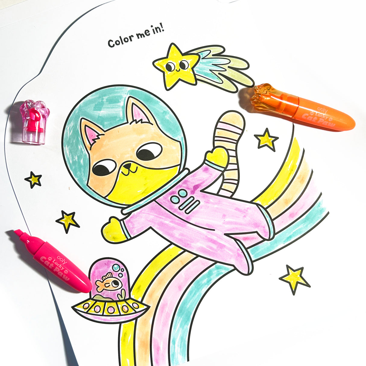 Lucky Cat Paw Scented Neon Highlighters - Set of 6