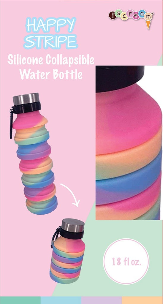 Happy Stripe Collapsible Water Bottle