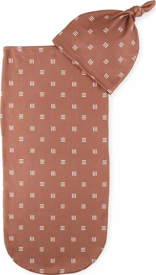 Cutie Cocoon - Cocoon and Hat Set (Terracotta Grid)