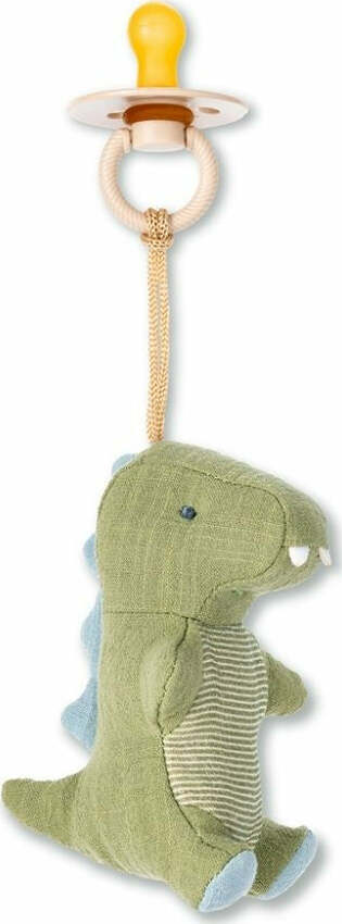 Bitzy Pal Pacifier w/ Natural Rubber Nipple and Soft Cotton Lovey (Dino)