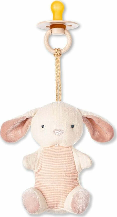 Bitzy Pal Pacifier w/ Natural Rubber Nipple and Soft Cotton Lovey (Bunny)