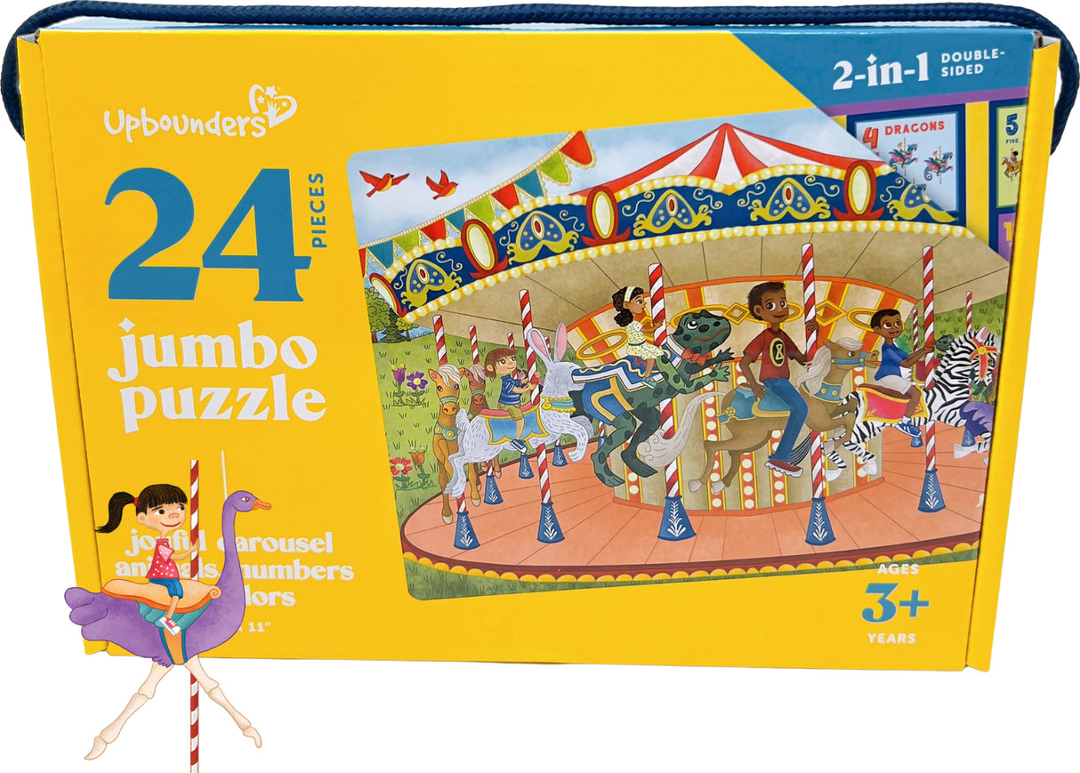 Joyful Carousel Animals, 24 Piece 2-sided Jumbo Puzzle