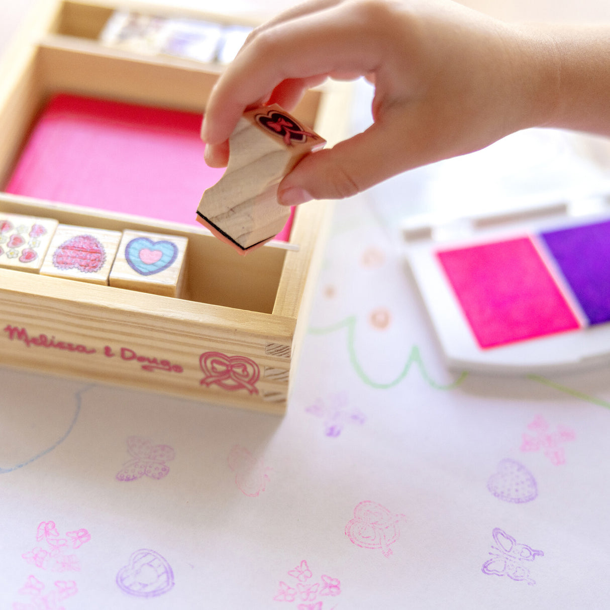 Wooden Stamp Set - Butterflies and Hearts
