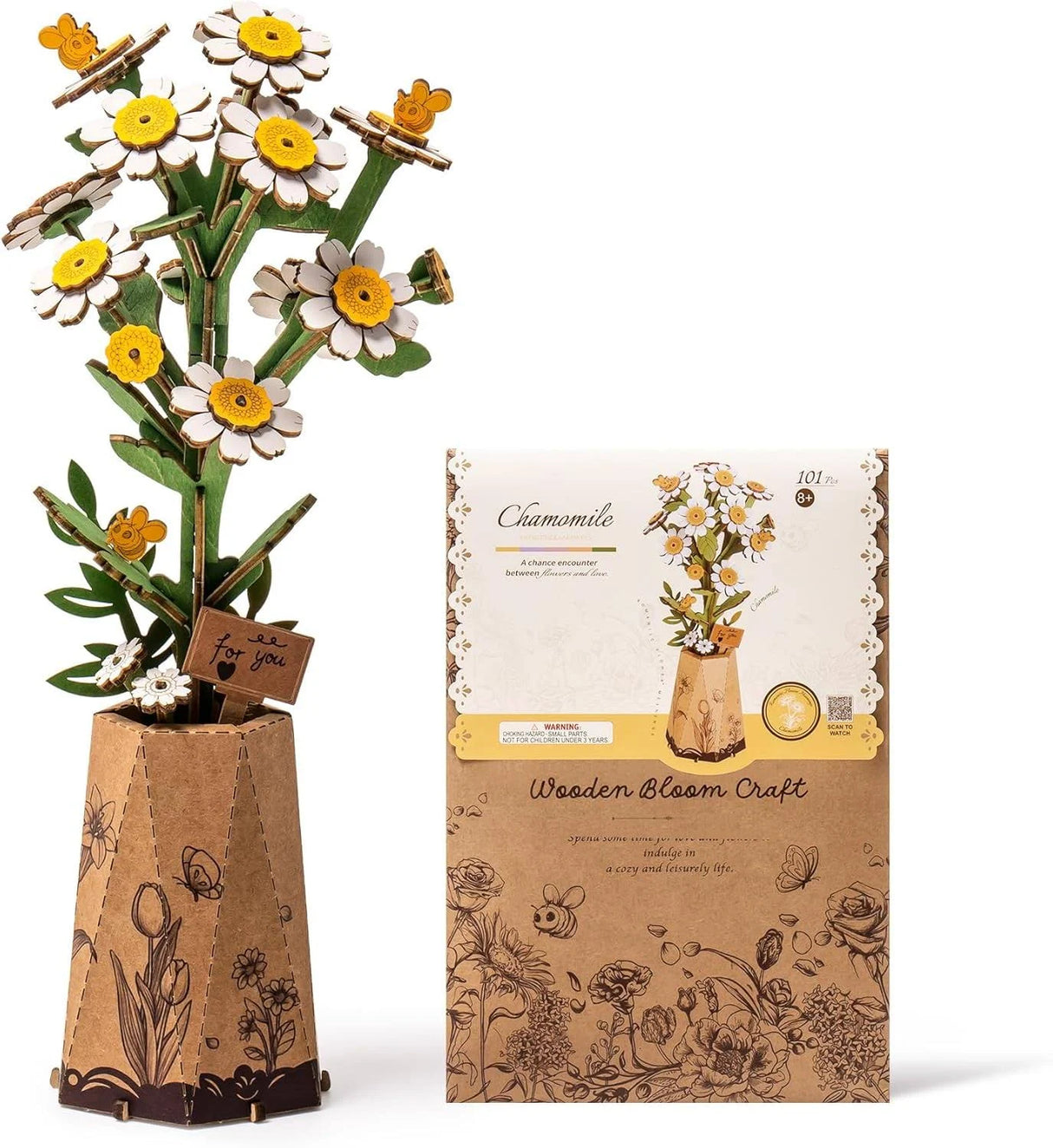 3D Wooden Flower: Chamomile