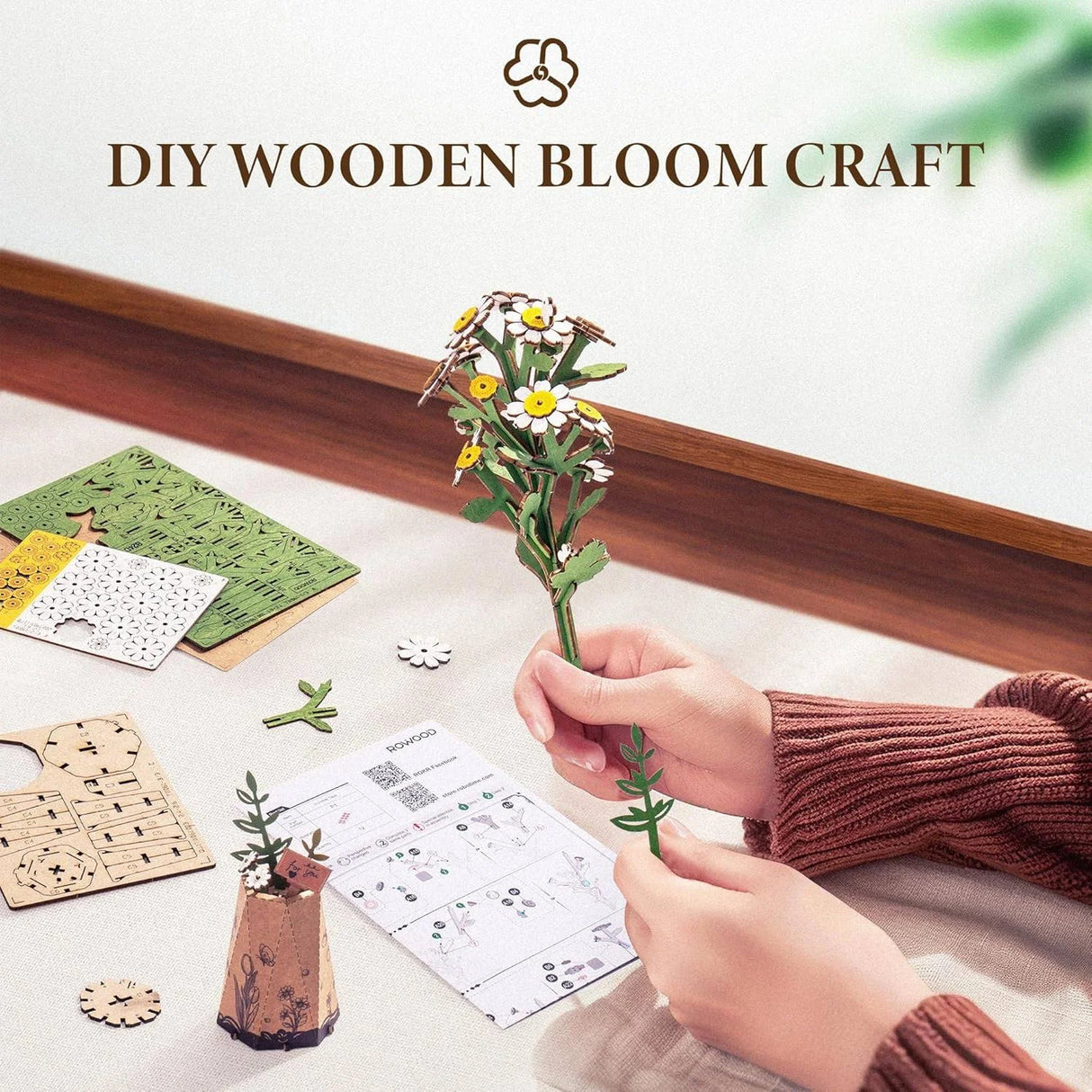 3D Wooden Flower: Chamomile