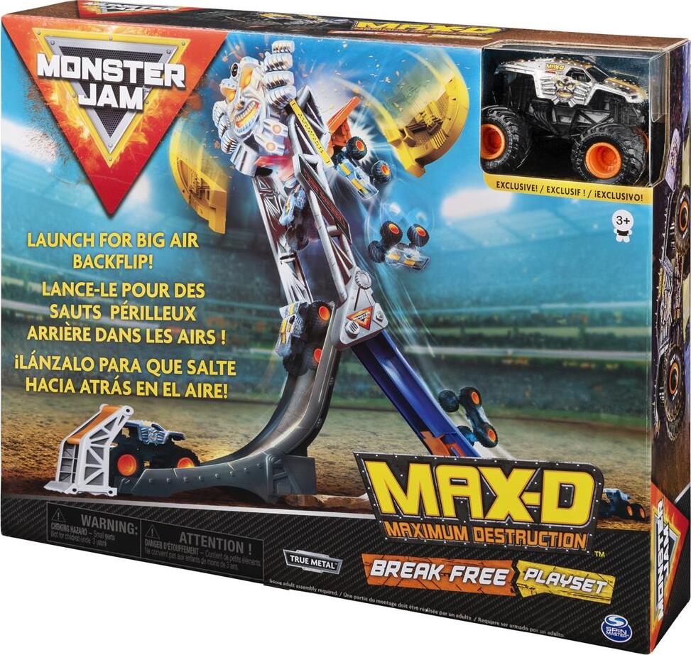Monster Jam, Official Max-D Break Free Playset with Exclusive 1:64 Scale Max-D Die-Cast Monster Truck