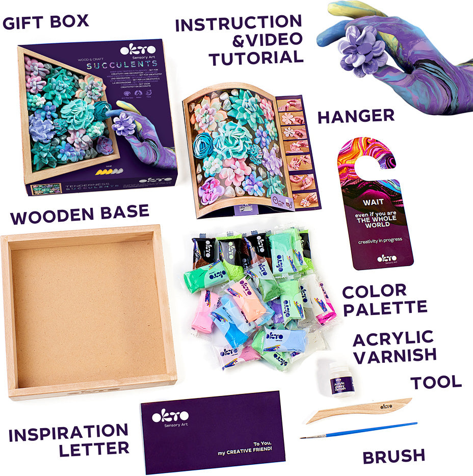 OKTO Sensory Art Wood & Craft Clay Kit - Tenderness Succulents