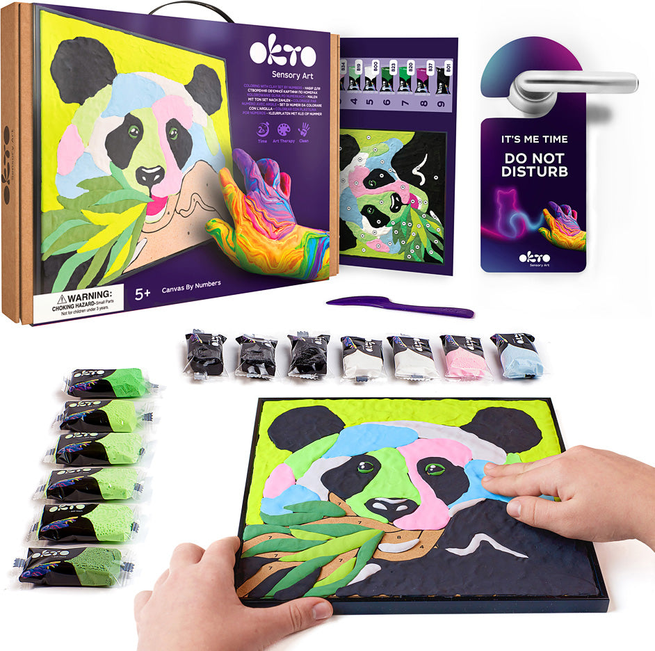 OKTO Sensory Art Coloring with Clay Set by Numbers - Panda