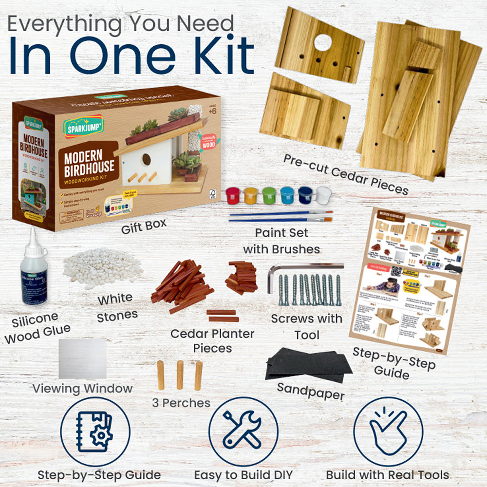 Modern Birdhouse Woodworking Kit