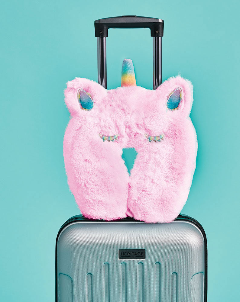 Iscream Furry Pink Unicorn Neck Pillow