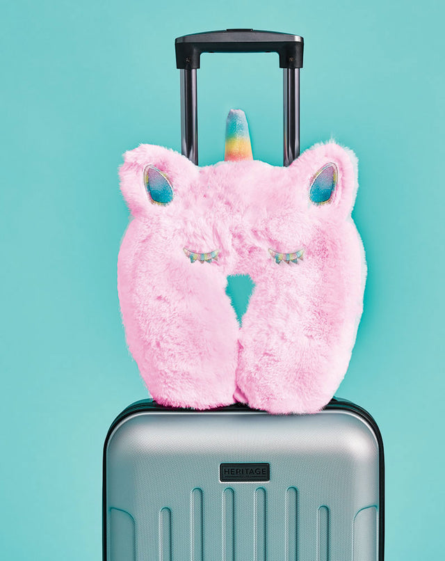 Iscream Furry Pink Unicorn Neck Pillow