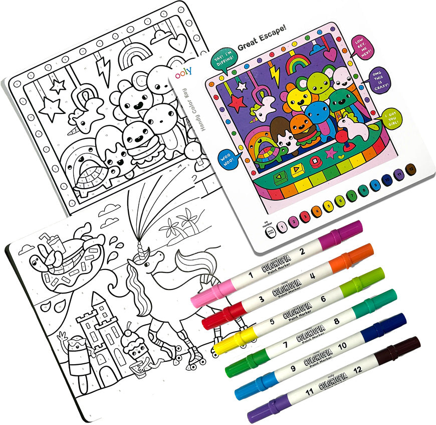 Colortopia: Color by Number Kit with Paint Markers - Unicorn Funland