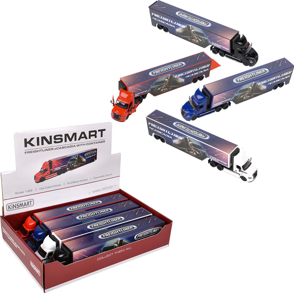 5" Diecast Freightliner Ecascadia W/container 4ct