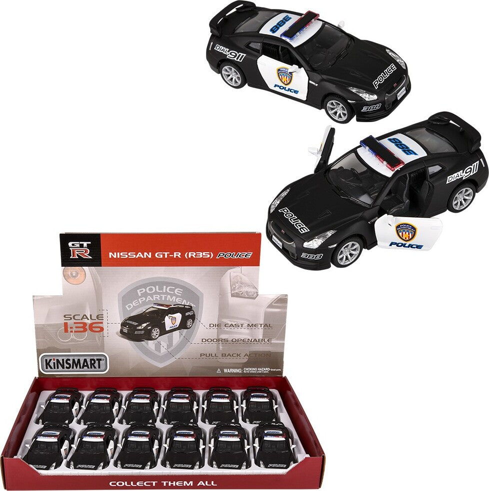 5" Diecast Pull Back 2009 Nissan GT-R R35 Police