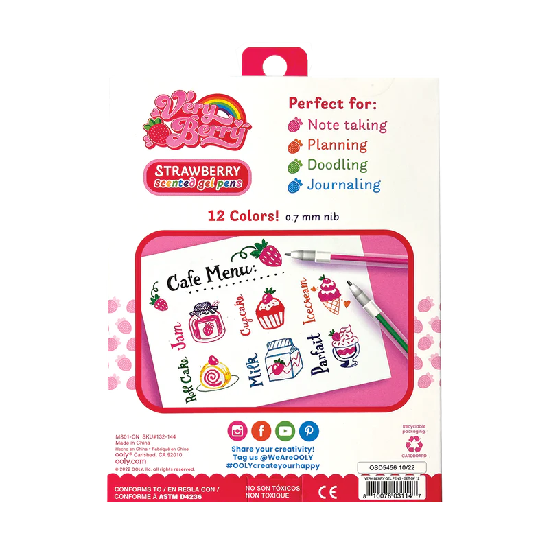 Very Berry Strawberry Scented Gel Pens