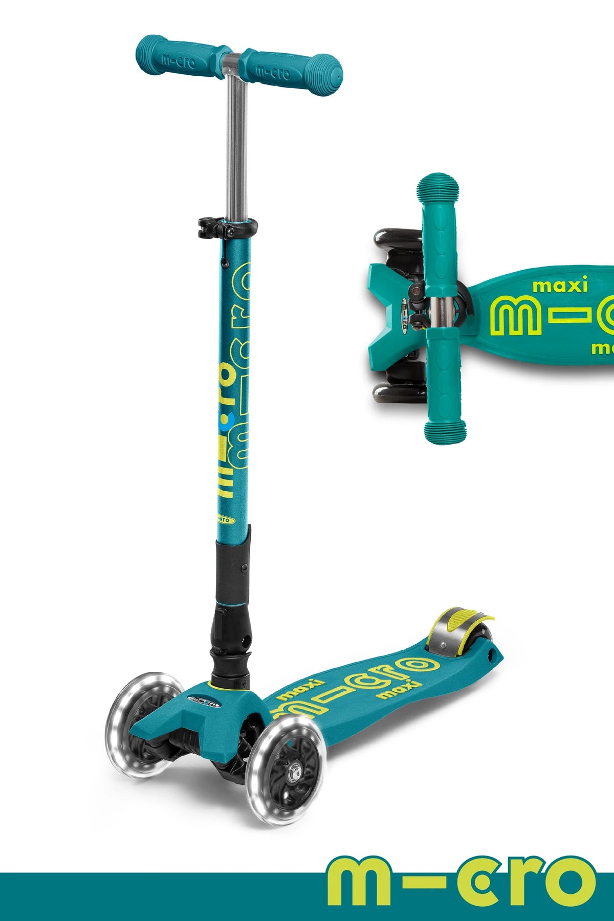 Micro Kickboard Maxi Deluxe Foldable LED Scooter - Green