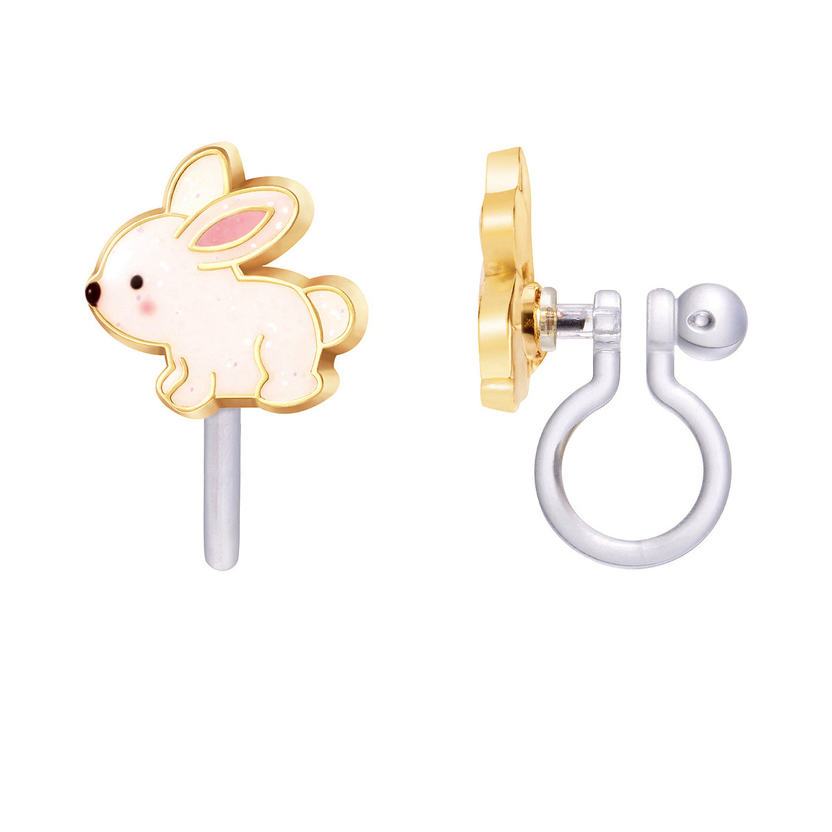 Glitter Rabbit Cutie Clip-on Earrings