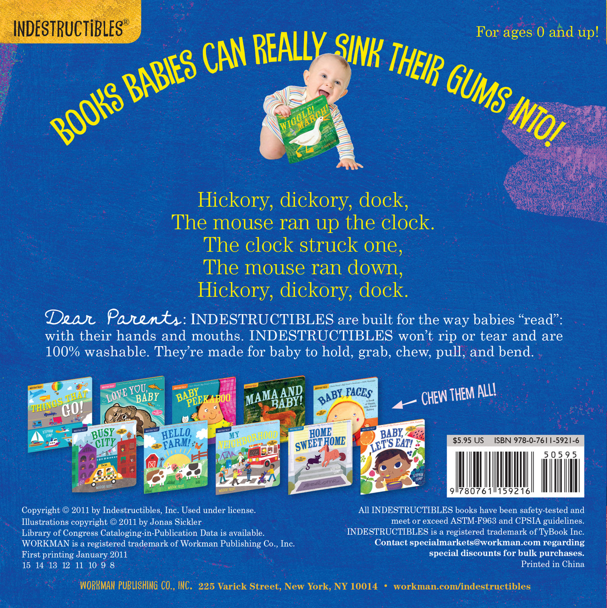 Indestructibles: Hickory Dickory Dock: Chew Proof · Rip Proof · Nontoxic · 100% Washable (Book for Babies, Newborn Books, Safe to Chew)