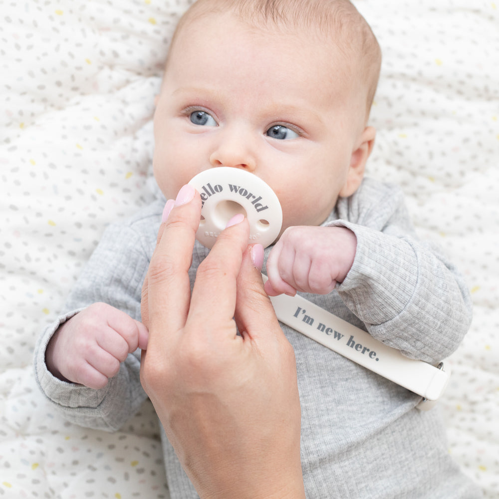 New Here Pacifier Clip