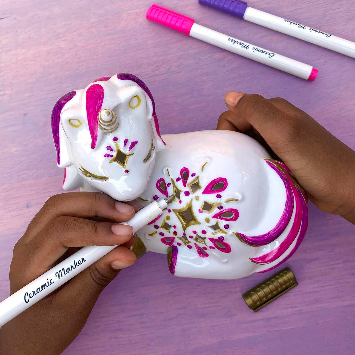 Led Candle Critters- Unicorn Light Up Ceramic Coloring Activity Kit