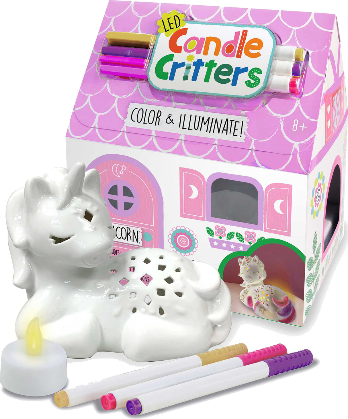 Led Candle Critters- Unicorn Light Up Ceramic Coloring Activity Kit