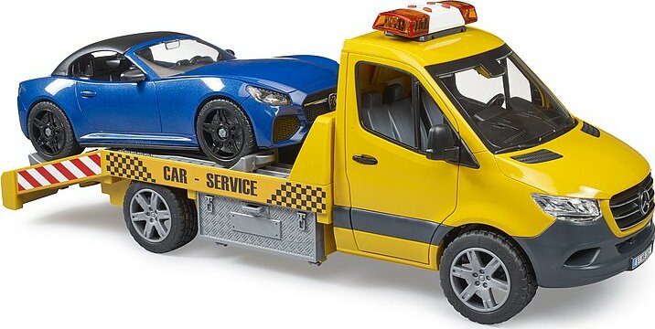 MB Sprinter car transporter with light & sound module and BRUDER roadster