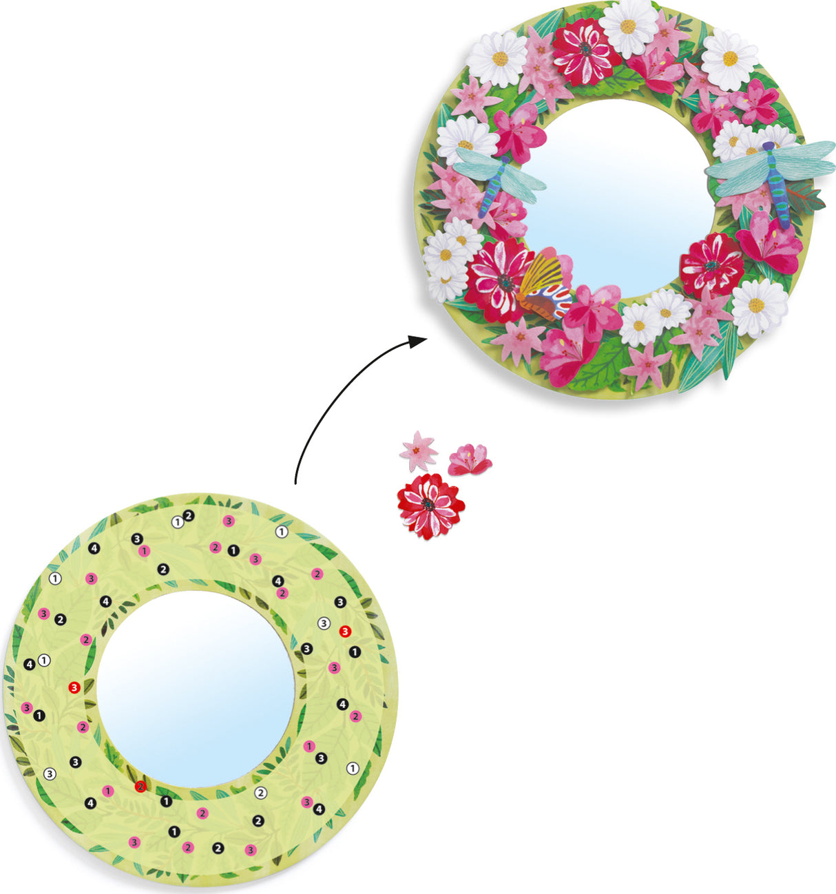 Djeco Pretty Flower Diy Mirrors Craft Kit