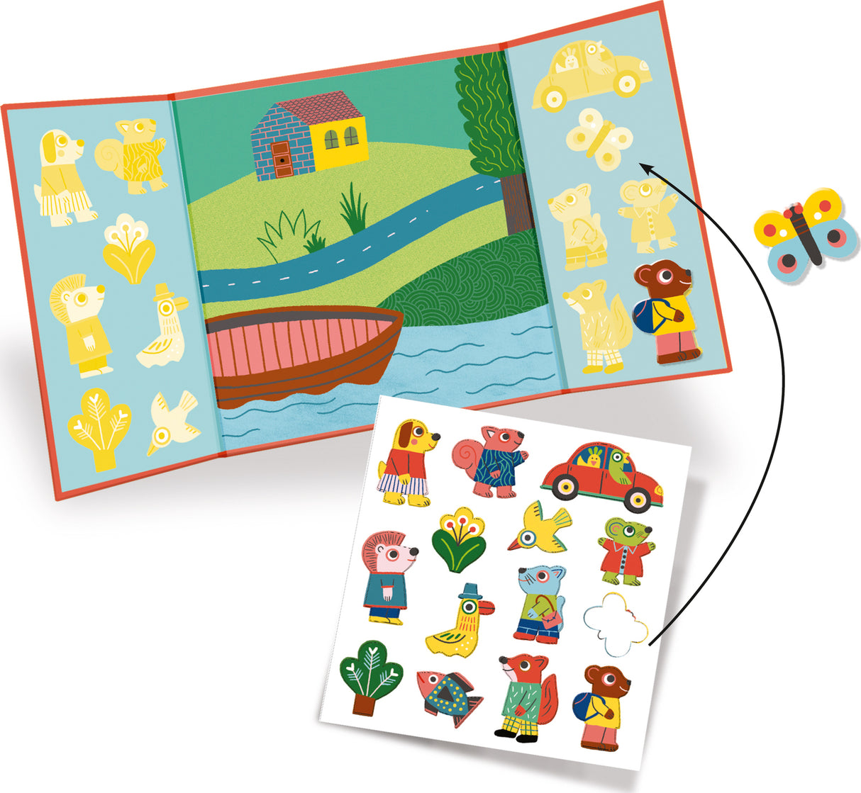 Djeco Animals Toddler Repositionable Sticker Book Activity